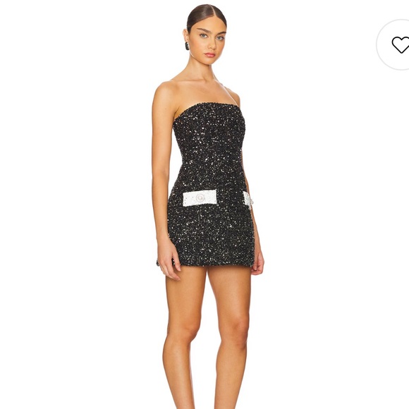 New retrofete Merit Sequin Dress in Black & White - Picture 2 of 7